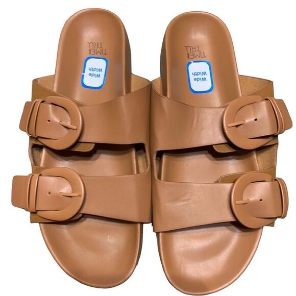 Time and Tru Women's Dressy Footbed Slides in Cognac - Size 10 - Picture 3 of 6